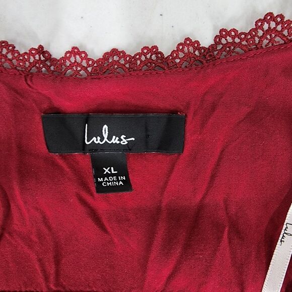 Lulus Completely In Love Wine Red Swiss Dot Button Front Maxi Dress XL - Picture 8 of 11